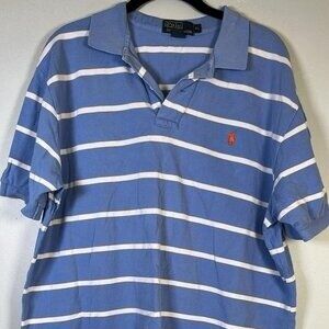 Polo Ralph Lauren Men's XL Classic Fit Blue/White Striped Polo Shirt with Pony!